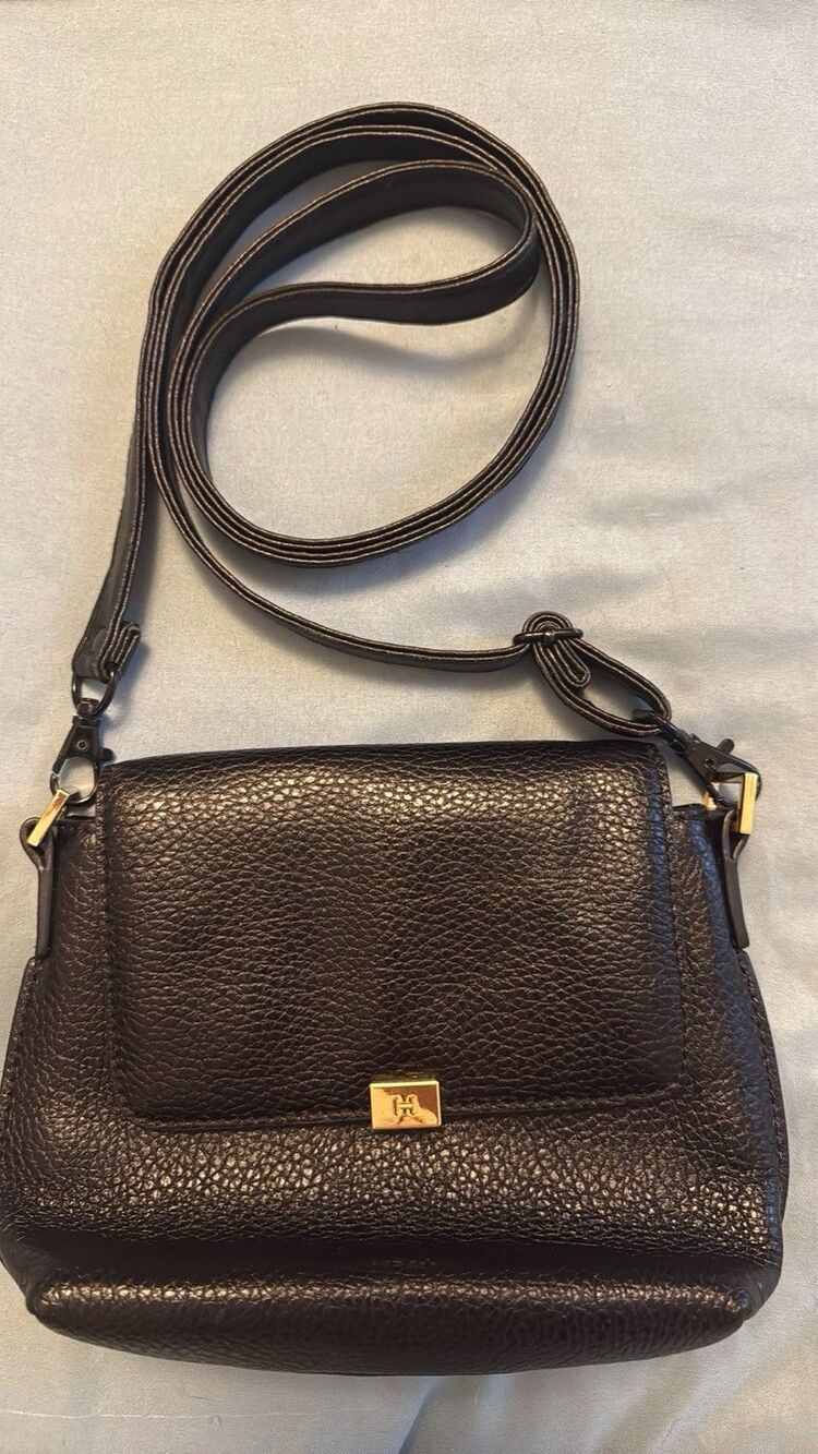 H By Halston Black Leather Crossbody Bag - Pebbled Leather Soft Supple
